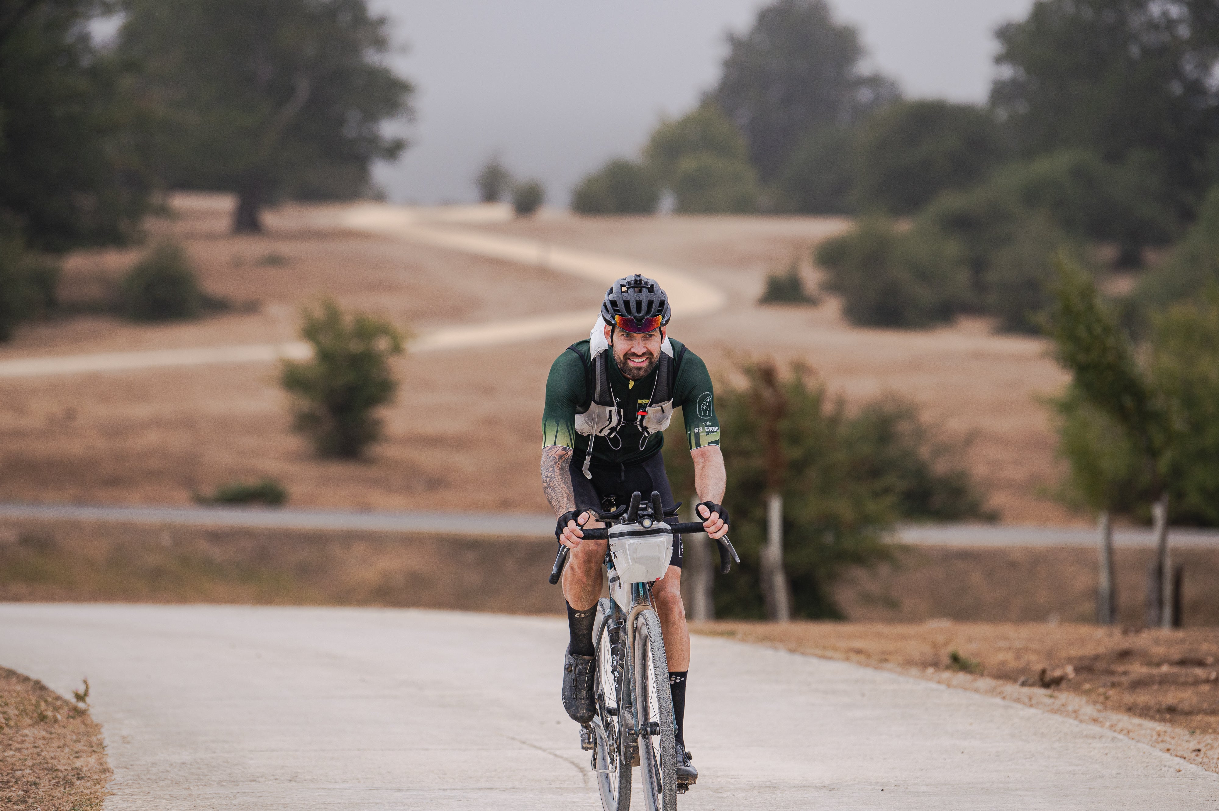 Marius pushing his bike