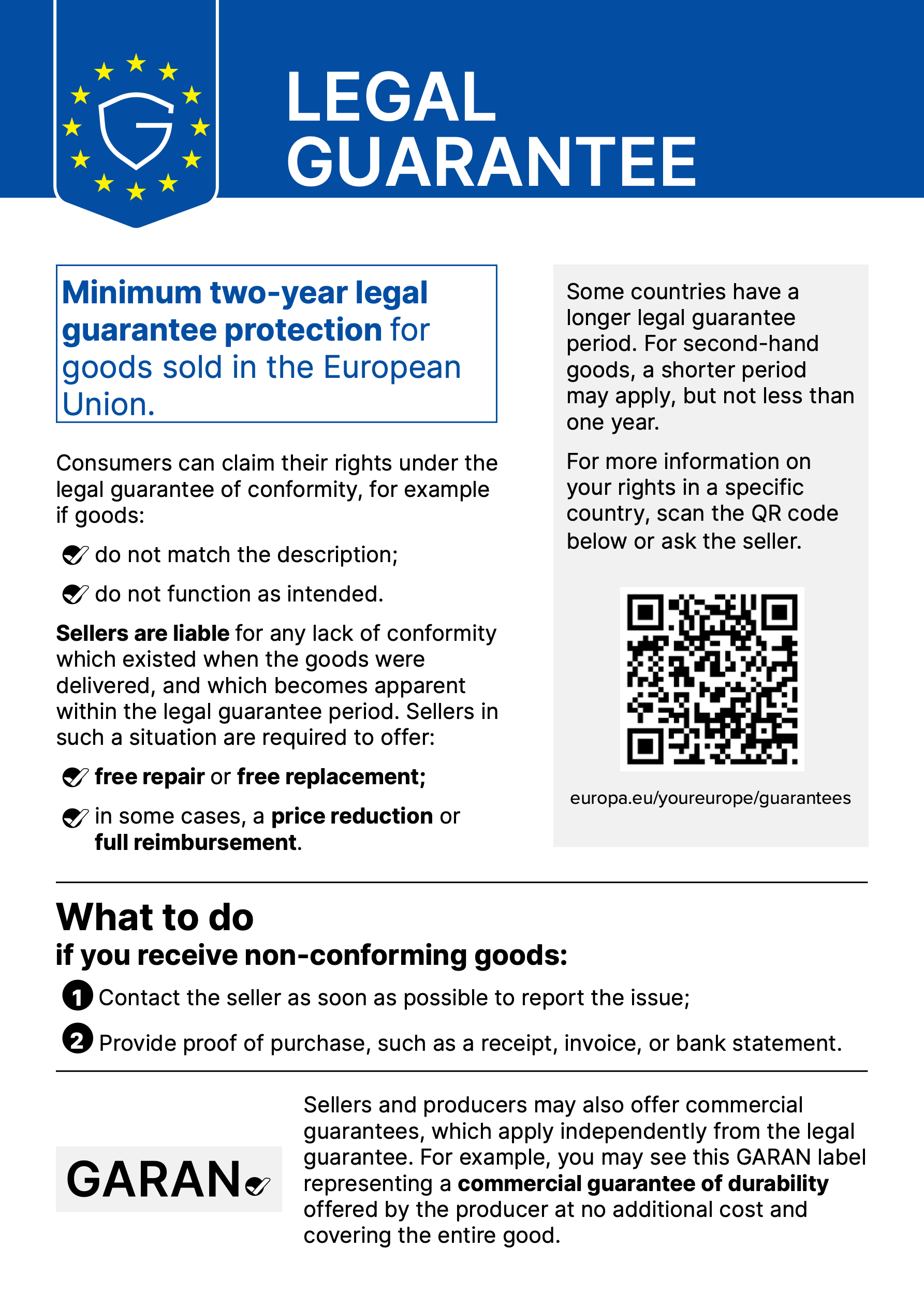 Legal guarantee rights